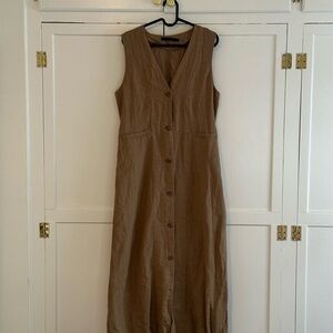 Jenni Kayne Sleeveless Brown Button-Down Dress